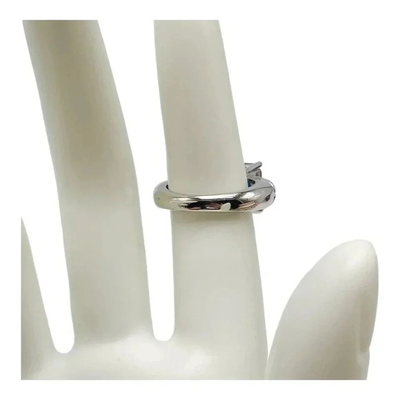 Square Shape Blue Faceted Crystal Victorian Style Ring Silver Tone Vintage Size6 - Picture 5 of 6